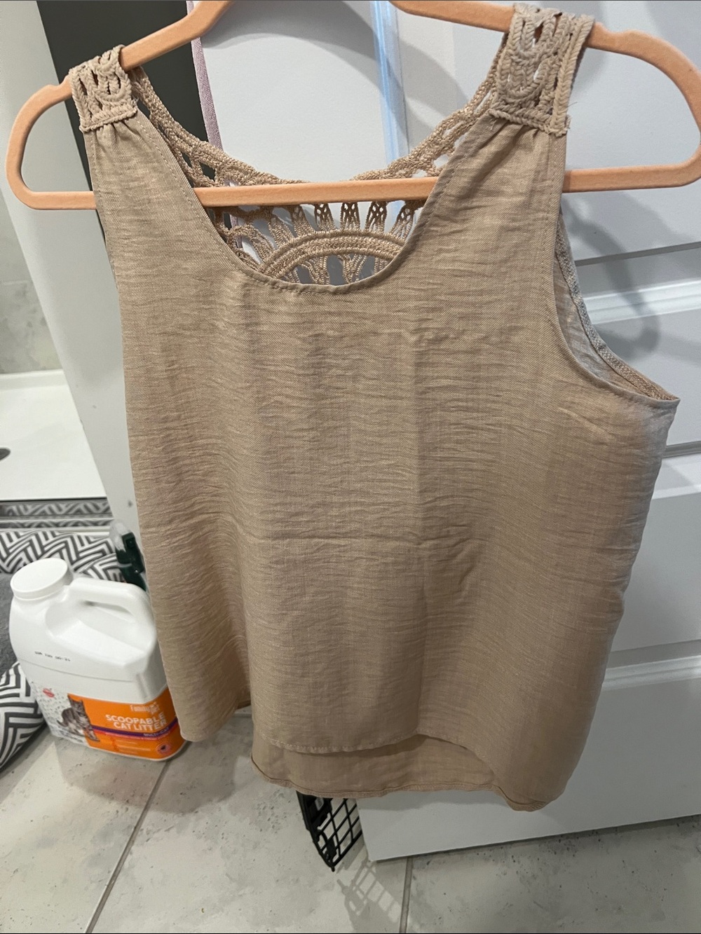 SHEIN Beige Crochet-Back Wide-Leg Jumpsuit - Picture 9 of 15